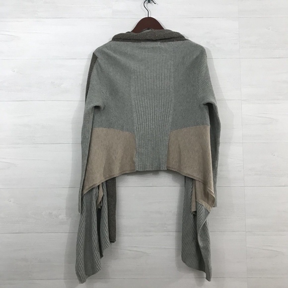 Sparrow Ribbed Patchwork Open Front Drape Cardigan - Picture 7 of 8